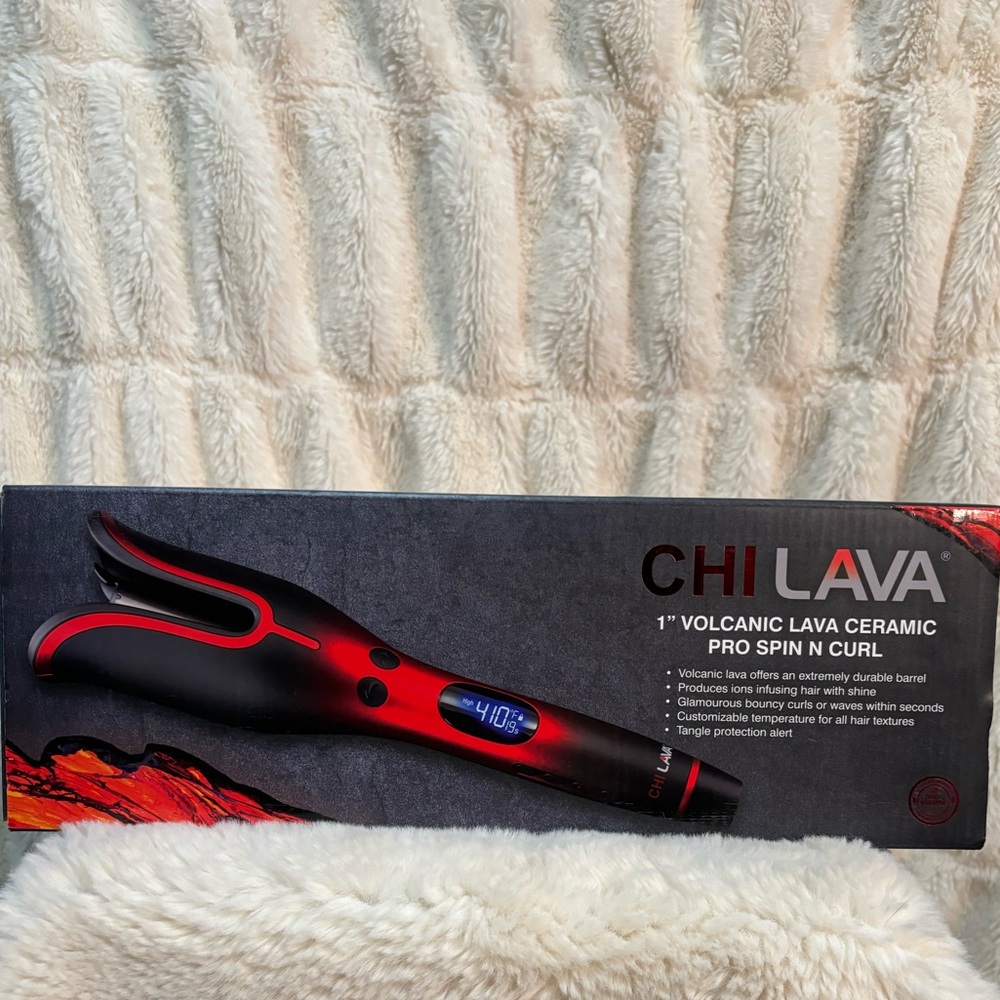 CHI Lava Ceramic Pro Spin N Curl - Black and Red